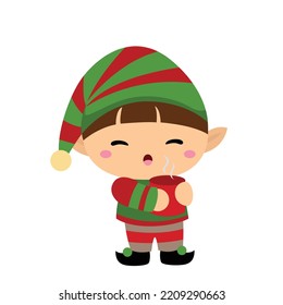 Cute Christmas Elf Illustration Vector Clipart