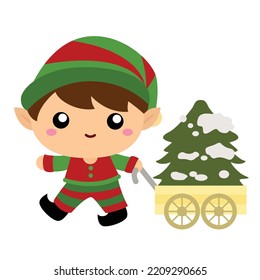 Cute Christmas Elf Illustration Vector Clipart