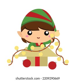 Cute Christmas Elf Illustration Vector Clipart