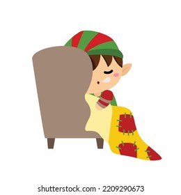 Cute Christmas Elf Illustration Vector Clipart