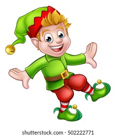 A cute Christmas elf pixie Santa helper cartoon character