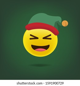 Cute Christmas Elf Santa helper emoticon emoji smiley icon