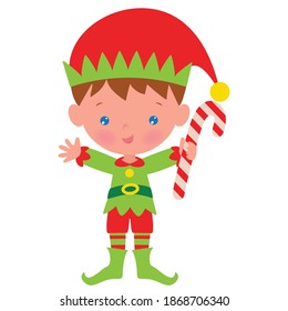 Dibujo de dibujos animados de vectores de elfo de Navidad