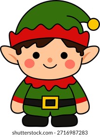 Ilustração de vetor de elfo de Natal bonito