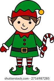 Ilustração de vetor de elfo de Natal bonito