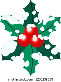 Cute Christmas English holly with snow