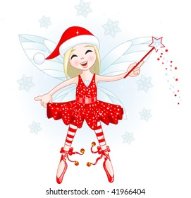 Cute Christmas fairy flying . All objects are separate groups