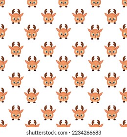 Cute Christmas fawn seamless pattern 