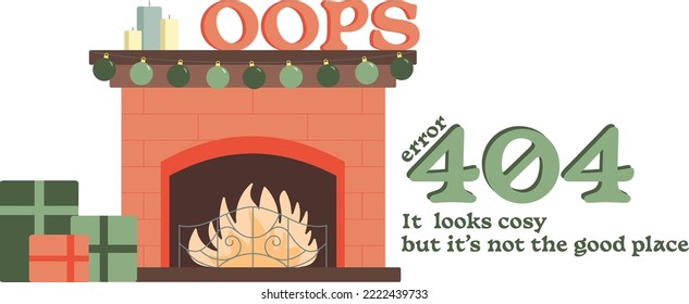 ilustración vectorial de la chimenea de navidad linda 