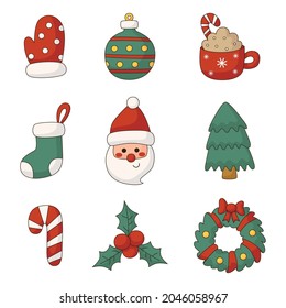 adorable icono de navidad plana aislado en fondo blanco. Ilustración vectorial.