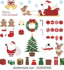 Cute Christmas flat icons set