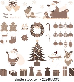 Cute Christmas-Flachsymbole im Retro-Stil