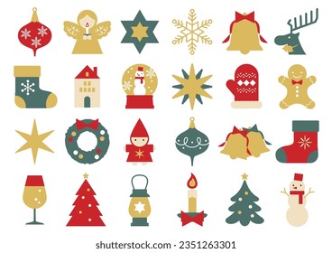 Cute Christmas Flat Icons Set