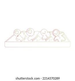 Cute Christmas food gingerbread man. Isolated on white background, flat design, EPS10 vector, line art