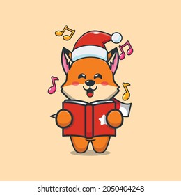 Cute christmas fox cartoon vector illustration