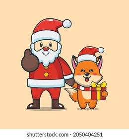 Cute christmas fox cartoon vector illustration