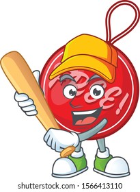 Cute christmas free tag character playing baseball
