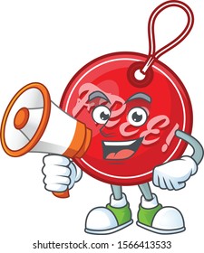 Cute christmas free tag with character with holding megaphone