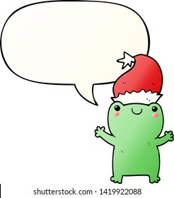 cute christmas frog with speech bubble in smooth gradient style