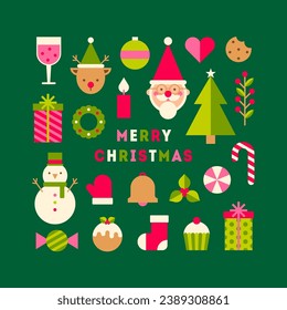 Cute christmas geometric elements design for chistmas greeting card, banner, poster or postcard.