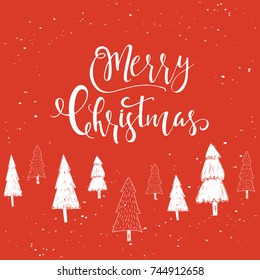 Cute Christmas gift card with lettering quote Merry Christmas,  magic moments. Easy editable template. Modern illustration for postcard, poster, t-shirt, banner.