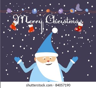 Cute Christmas gift card with Santa Claus