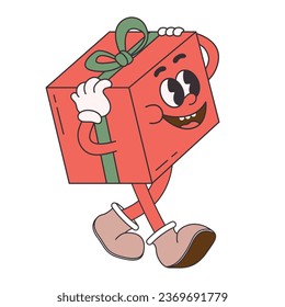 Cute Christmas gift character. Illustration in trendy style