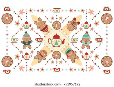 Cute Christmas gingerbread cookies on isolated background