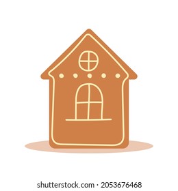 Cute christmas gingerbread. Delicious cookie. Flat vector illustration