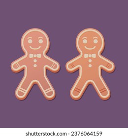 Cute Christmas Gingerbread with Flat Design Style.