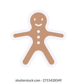 Ilustración vectorial linda de la galleta del hombre del jengibre de las Navidades, icono plano del estilo.