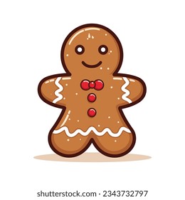 Cute christmas gingerbread man in flat style isolated on white background. Vector illustration