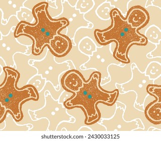 Cute Christmas gingerbread man pattern