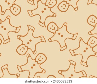 Cute Christmas gingerbread man pattern