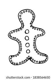 Cute Christmas gingerbread man. Vector stock illustration. Clip art isolated on white background. Design for holiday decor, prints, stickers, greeting cards.