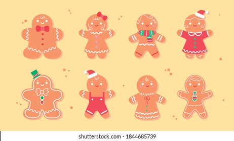 cute christmas gingerbread men and woman vector (different designs)