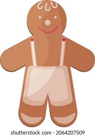 Cute Christmas gingerbread. New Year s smiling gingerbread. Festive pastries. Christmas cookies in the form of a cheerful little man. Vector illustration isolated on a white background