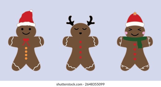 Cute Christmas Gingerbread Set Gingerbread Cute Character Illustration