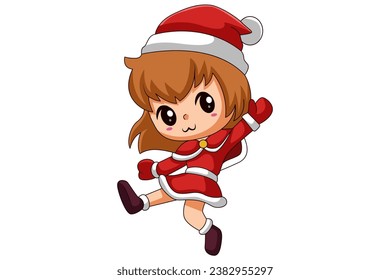 Cute Christmas Girl Cartoon Character Design