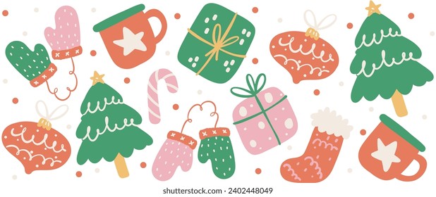 Cute Christmas Glass Wrap Pattern layered printable for 16 oz Libbey, in festive kawaii style.