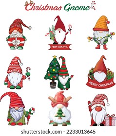 Cute christmas gnome elf red