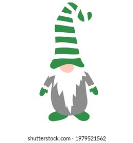 Cute christmas gnome. Hand draw elf. Vector illustration with characters in green hats.