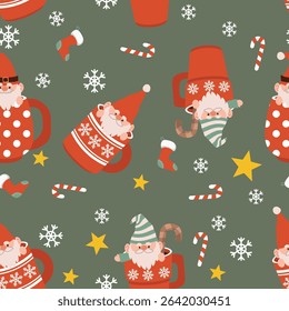 cute christmas gnome seamless pattern for festive wrapping paper textile design and holiday backgrounds