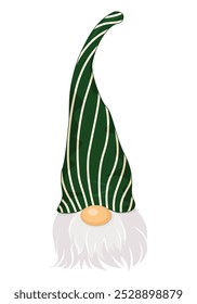 Cute Christmas gnome with striped green hat