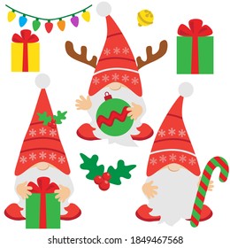 Cute Christmas gnome vector cartoon illustration