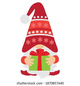 Cute Christmas gnome vector cartoon illustration
