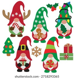 Natal bonito   ilustração de desenho animado de vetor gnome