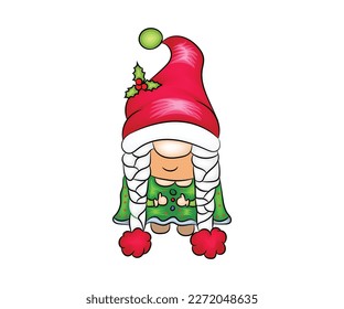 Cute Christmas gnome vector drawing Illustration design