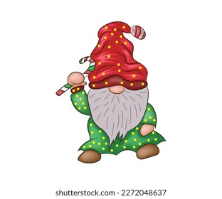 Dibujo vectorial del gnomo de Navidad lindo Diseño de ilustración
