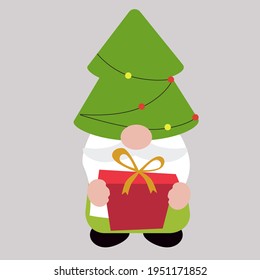 Cute Christmas gnome, vector illustration